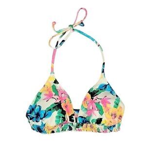 Bikini Lab Juniors' Back to Tropicali Banded Triangle Top Sz M